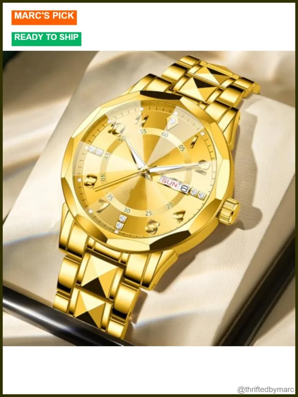 Business Dress Analog Quartz Stainless Steel Waterproof Luminous Date Two Tone